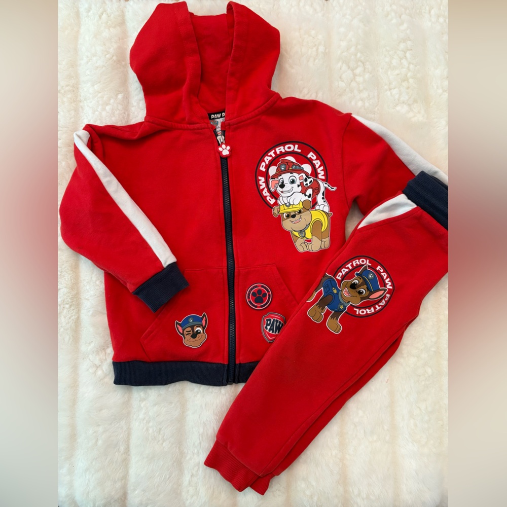 Toddler Boy Paw Patrol Red Hoodie jogger set and ZARA Gray Leggings Set - Picture 2 of 11